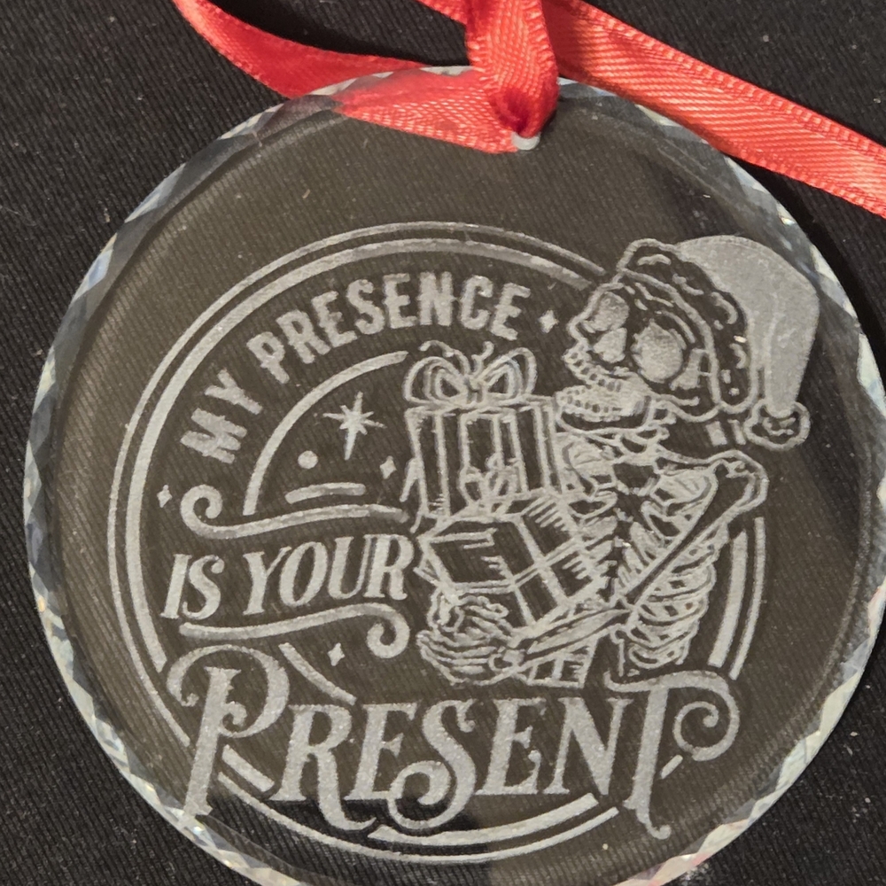 Festive Skeleton Ornament with Red Ribbon